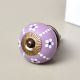 Purple Ceramic Floral Cabinet Knob With Flower