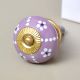 Purple Ceramic Floral Cabinet Knob With Flower