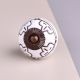 Cream Etched Floral Ceramic Cabinet Knob