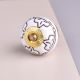 Cream Etched Floral Ceramic Cabinet Knob