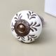 Cream Etched Leaf Ceramic Cabinet Knob