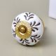 Cream Etched Leaf Ceramic Cabinet Knob