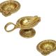 Indian-Shelf Handmade Vocalforlocal  Brass Golden Oil Lamp Deepak Diya Floral Round Puja Utensils Diwali Puja Deepam Deep