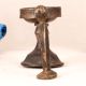 Dark Brown Aarti Lamp Made of Brass for Decor
