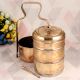 Vintage Brass Tiffin Box with Four Compartments for Decor