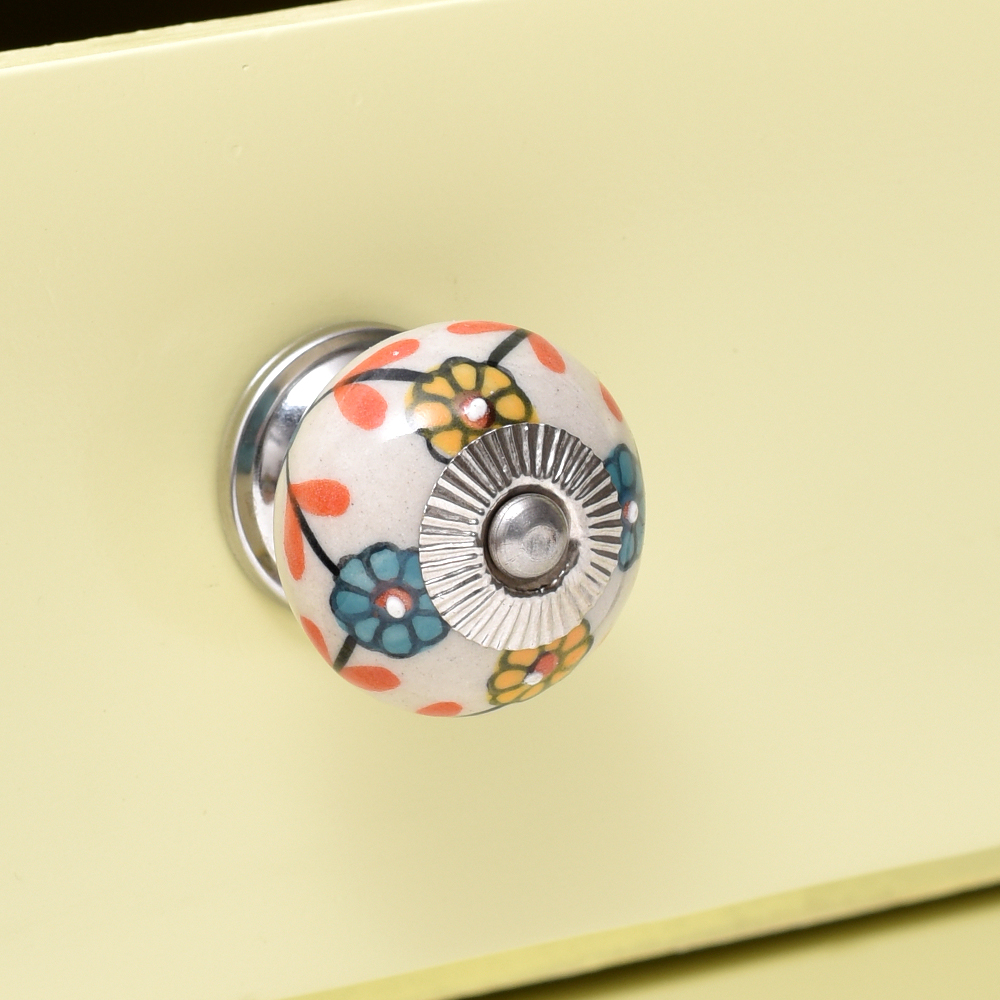 Sea Green Mustard Sunflower Ceramic Knob