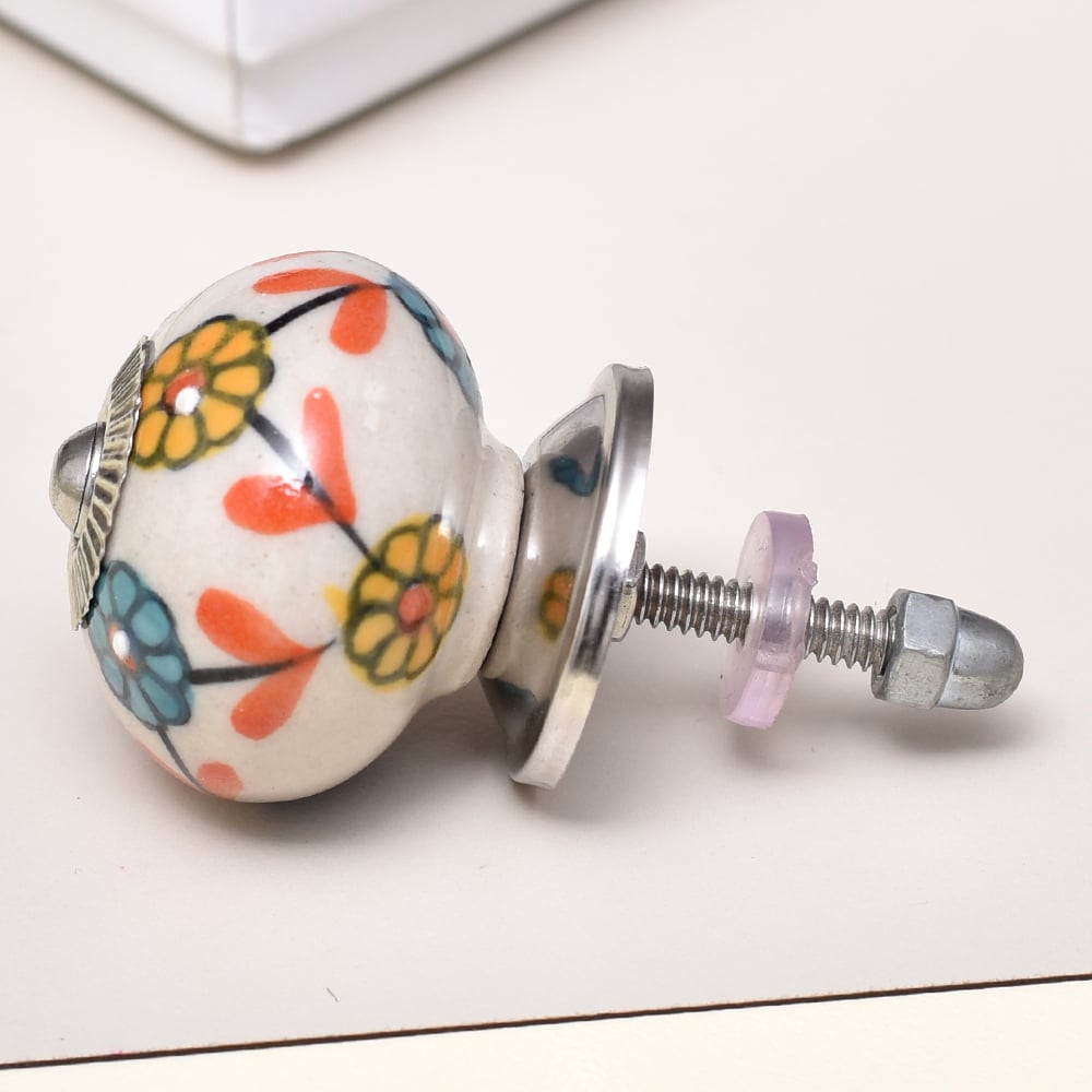 Sea Green Mustard Sunflower Ceramic Knob