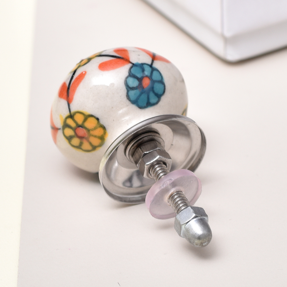 Sea Green Mustard Sunflower Ceramic Knob