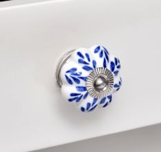 Blue Leaf Ceramic Melon Cabinet Knob Online