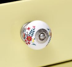 Ceramic Multicolor Floral Pattern Cabinet Knobs