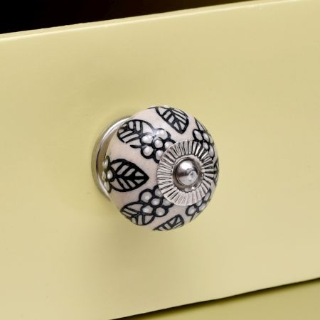 Black Leaf Ceramic Cabinet Knob