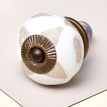 White Etched Ceramic Knob-30