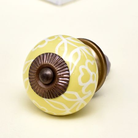 Yellow Leaf Ceramic Floral Drawer Knob Online