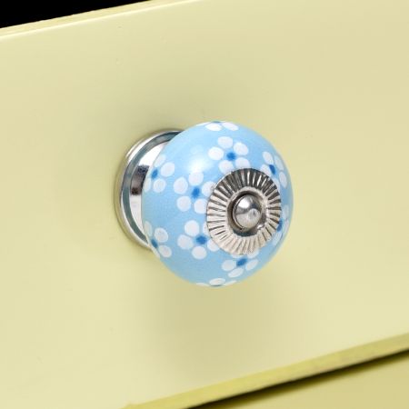 Turquoise Tiny Flowers Ceramic Knobs Online