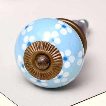 Turquoise Tiny Flowers Ceramic Knobs Online