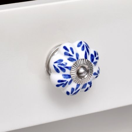 Blue Leaf Ceramic Melon Cabinet Knob Online