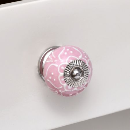 Pink Floral Embossed Cabinet knob