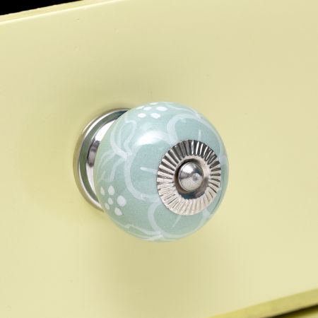 Sage Green Floral Knob