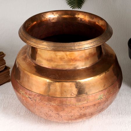 Indian Vintage Copper Cooking Pot for Decor