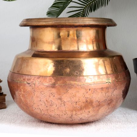 Indian Vintage Copper Cooking Pot for Decor