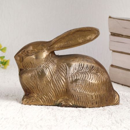Beautiful Brown Finish Rabbit Statue Made of Brass