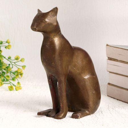 Handcrafted Finest Brass Cat Statue for Home Decor