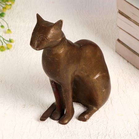 Handcrafted Finest Brass Cat Statue for Home Decor