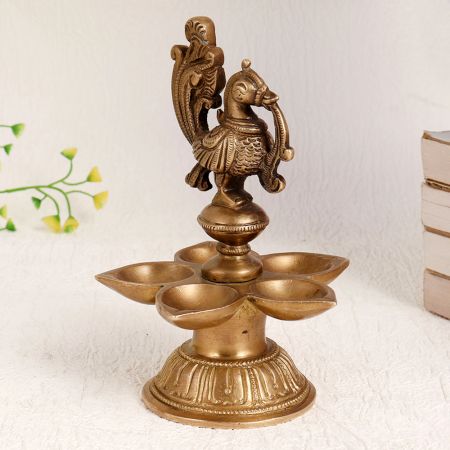 Handmade Finest Brass Peacock Oil Lamp for Decoration