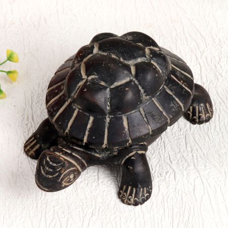 Vintage Brass Turtle Yantra in Dark Finish for Decor