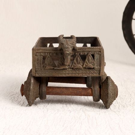 Vintage Brass Cart with Four Wheels in Tribal Art