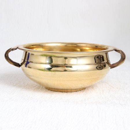 Handmade Shiny Golden Brass Urli Pot for Decoration