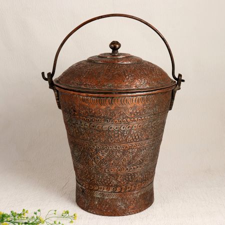 Islamic Art Copper Bucket for Home & Office Decoration
