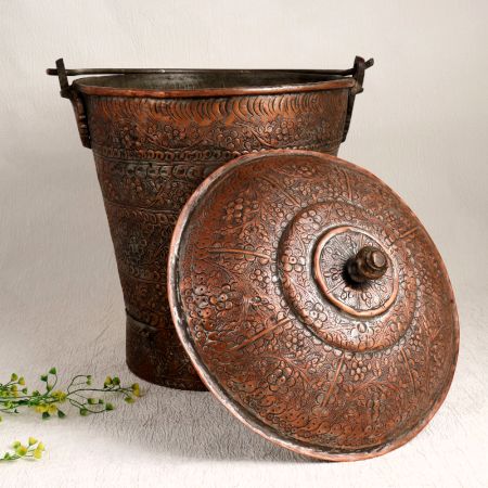 Islamic Art Copper Bucket for Home & Office Decoration