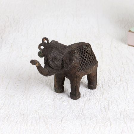 Antique Brown Elephant Statue Made of High-Quality Brass