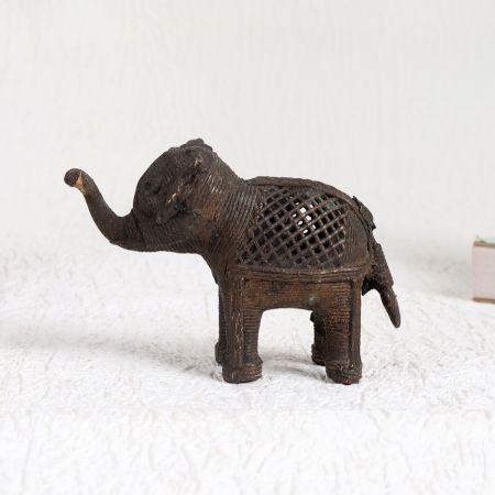 Antique Brown Elephant Statue Made of High-Quality Brass