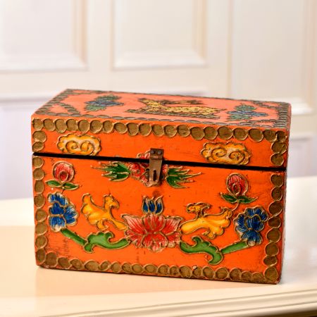 Floral Engraved Handmade Wooden Box for Decoration