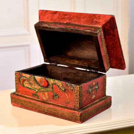 Engraved Dragon Wooden Box in Multi-Coloured Finish