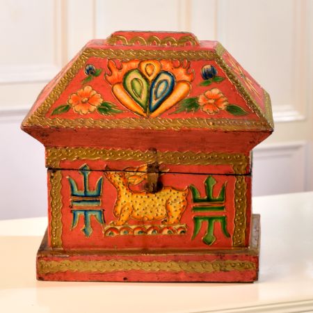 Handcrafted Premium Wooden Box in Hut Shape for Decor