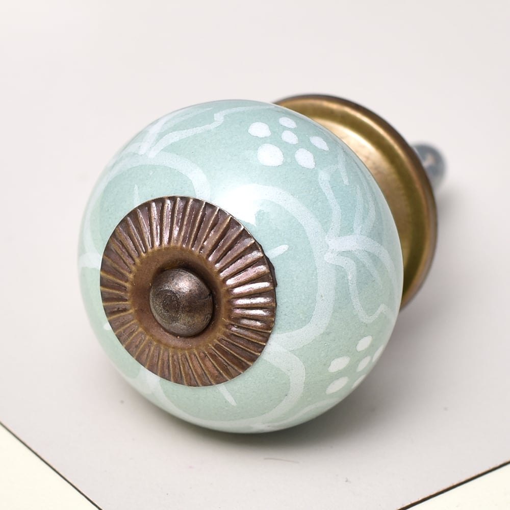 Sage Green Floral Knob