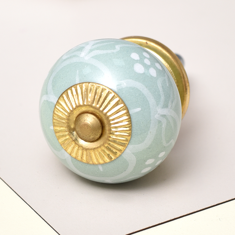 Sage Green Floral Knob
