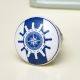 Ship Wheel Slate Blue Flat Ceramic Cabinet Knob