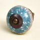 Sea Green Striped Crackle Ceramic Cabinet Knob