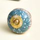 Sea Green Striped Crackle Ceramic Cabinet Knob