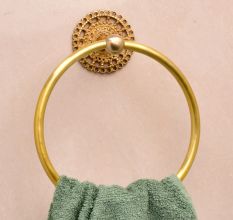 Golden Floral Brass Towel Ring Holder
