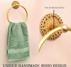 Golden Floral Brass Towel Ring Holder
