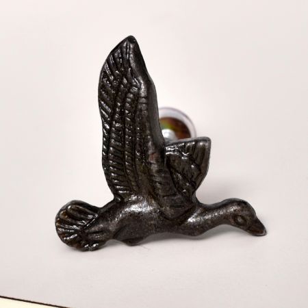 Antique Cormorant Bird Metal Knobs