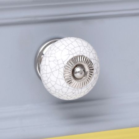 White Crackle Ceramic Cabinet Knob Online