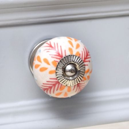 Red Leaf Ceramic Floral Dresser Knob Online