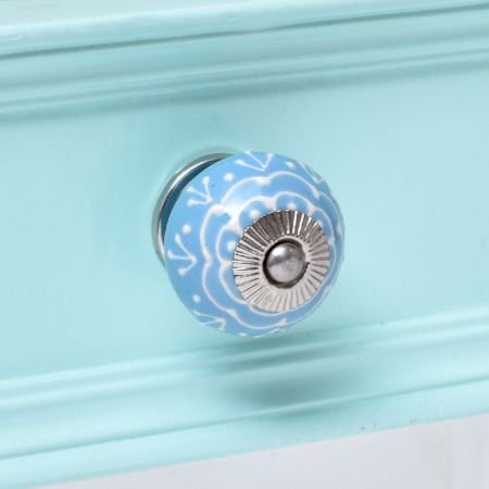 Turquoise Floral Embossed Cabinet knob