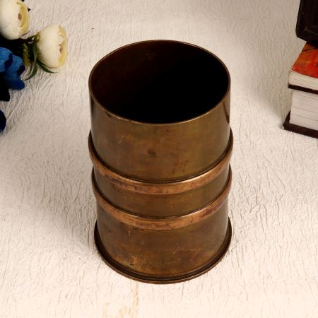 Handcrafted South Indian Holy Pot in Cylindrical Shape for Decor